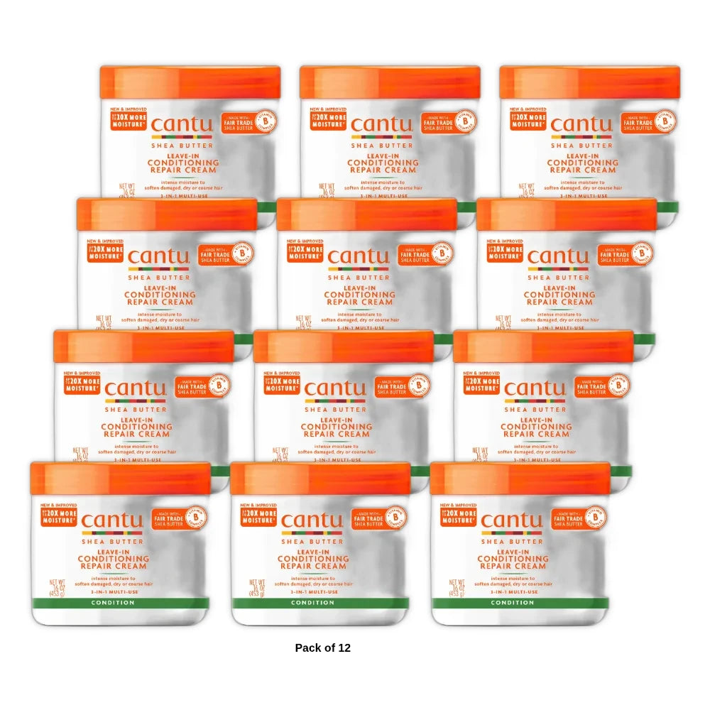 Cantu Shea Butter Leave-In Conditioning Repair Hair Cream - (Pack of 12) 16 Fl. Oz