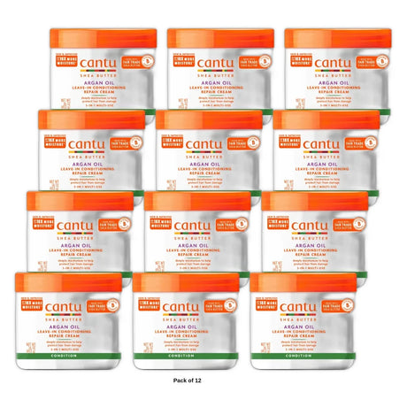 Cantu Argan Oil Moisturizing & Repairing Leave-in Conditioning Cream (Pack of 12) 16 Fl. Oz