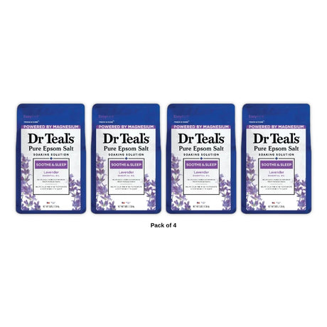 Dr Teal's Epsom Salt Magnesium Soak - Soothe & Sleep with Lavender - 48 Oz (Pack of 4)