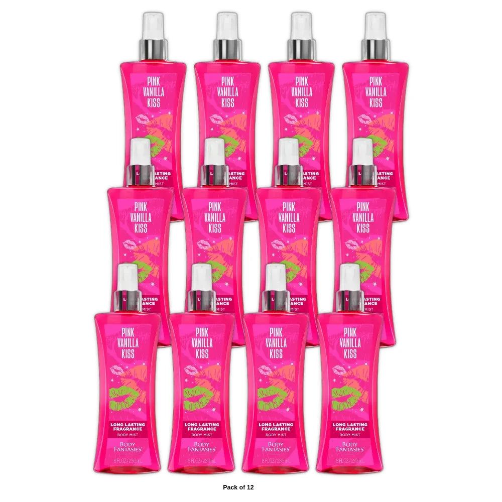 Body Fantasies Signature Pink Vanilla Kiss Fantasy Body Spray (Pack of 12) 8 Fl. Oz