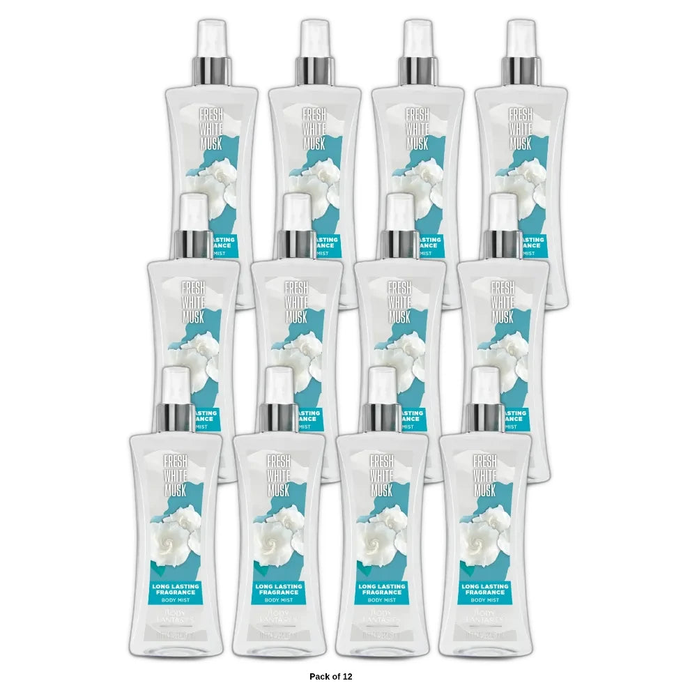 Body Fantasies Signature Fresh White Musk Body Spray (Pack of 12) 8 Fl. Oz