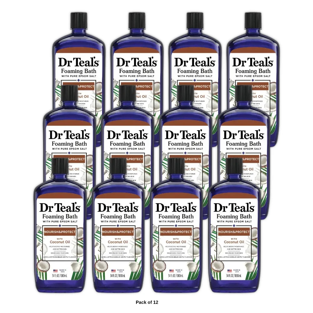 Dr Teal s Nourish & Protect Foaming Bubble Bath with Pure Epsom Salt and Coconut 34 Fl. Oz (Pack of 12)