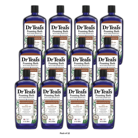 Dr Teal s Nourish & Protect Foaming Bubble Bath with Pure Epsom Salt and Coconut 34 Fl. Oz (Pack of 12)