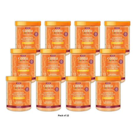 Cantu Flexible Hold Anti-Shedding Styling Gel with Honey (Pack of 12) 18.5 Fl. Oz