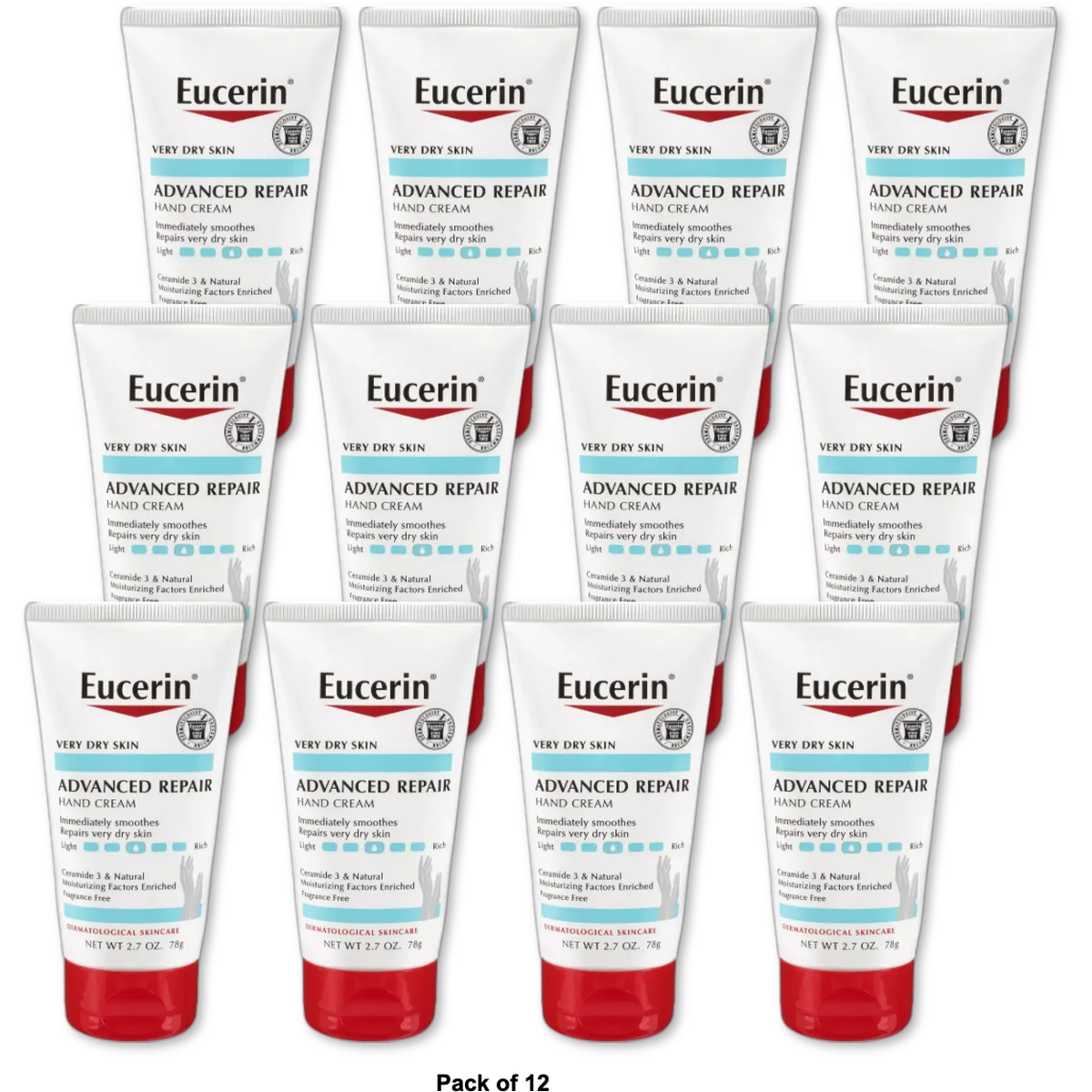 Eucerin Advanced Repair Hand Creme Fragrance Free 2.7Oz (Pack of 12)