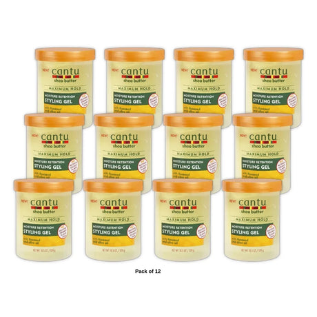 Cantu Moisture Retention Styling Gel with Flaxseed and Olive Oil 18.5 fl oz (Pack of 12)