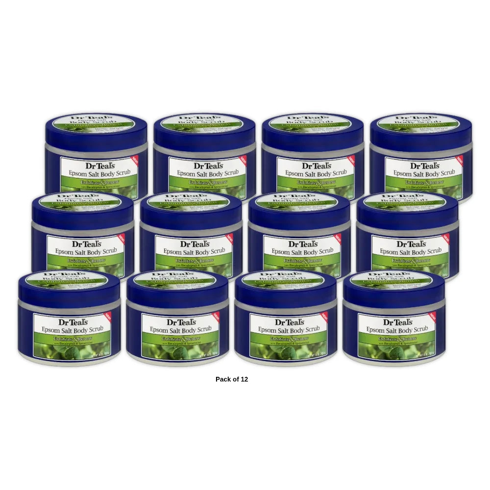 Dr Teal s Exfoliate & Renew with Eucalyptus & Spearmint Epsom Salt Body Scrub 16 Oz (Pack of 12)