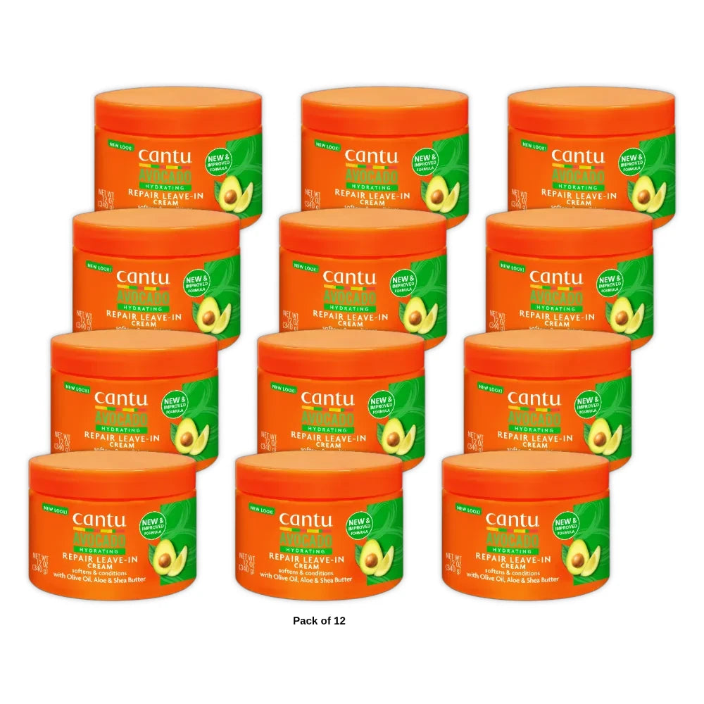 Cantu Avocado Hydrating Leave-In Conditioning Cream with Olive Oil Aloe and Sh 12 Oz (Pack of 12)