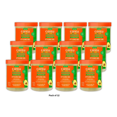 Cantu Avocado Hydrating Styling Gel Flexible Hold with Avocado Oil and Shea But 18.5 Oz (Pack of 12)