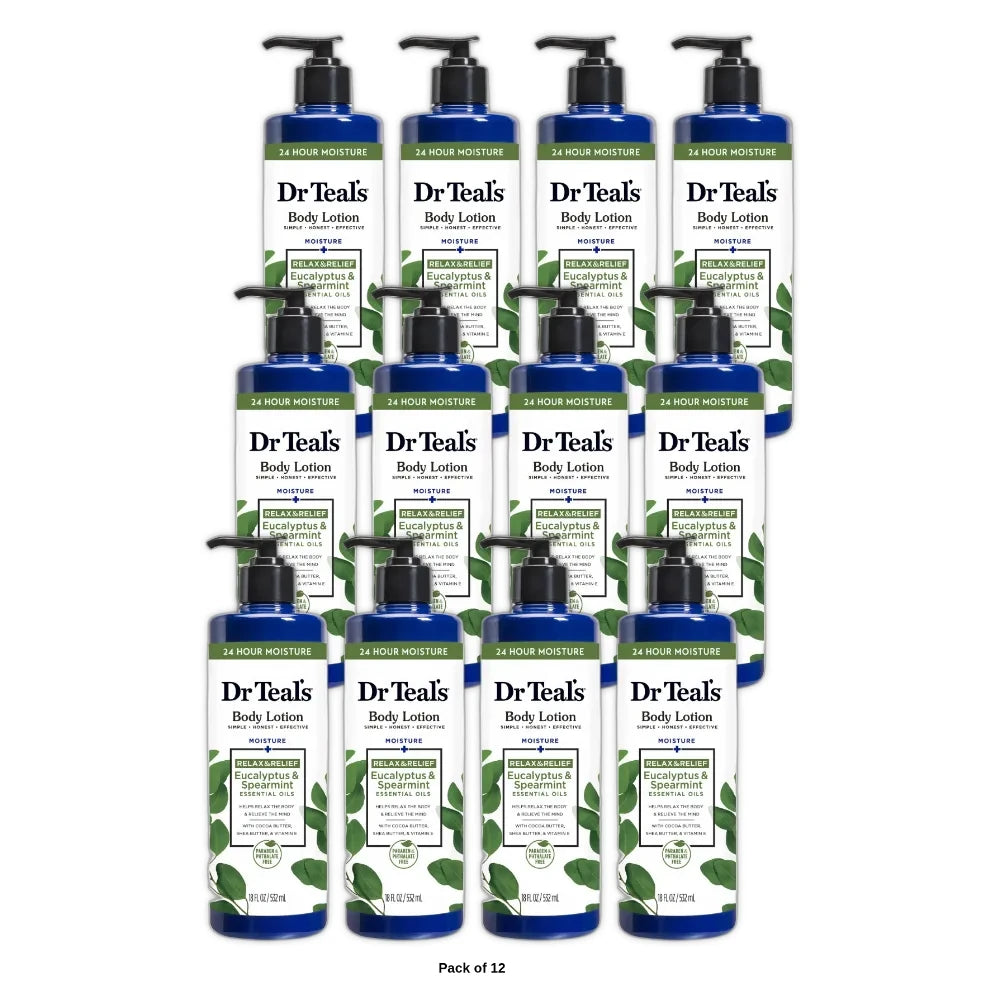 Dr Teal s Eucalyptus & Spearmint Body Lotion 18 fl oz. (Pack of 12)