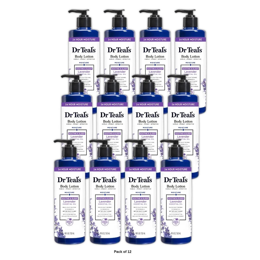 Dr Teal s 24 Hour Moisture Body Lotion with Lavender Essential Oil 18 fl oz (Pack of 12)