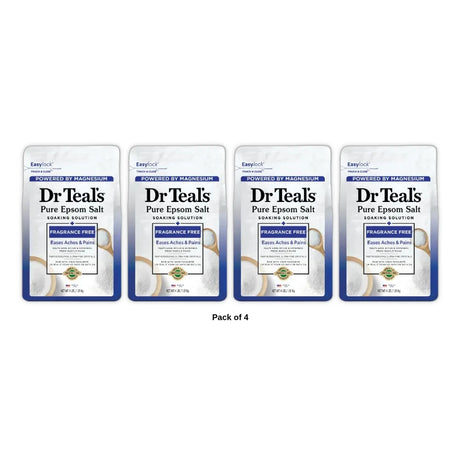 Dr Teal's Epsom Salt Magnesium Soak - Fragrance-Free - 64 Oz (Pack of 4)