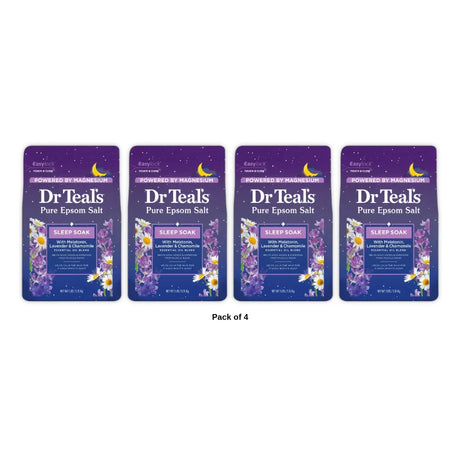 Dr Teal s Epsom Salt Magnesium Soak Sleep Blend with Melatonin Lavender & Cham 48 Oz (Pack of 4)