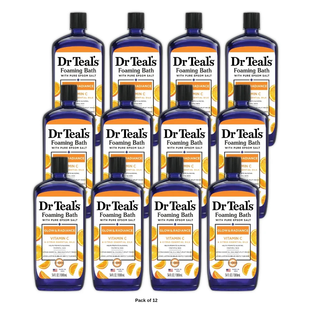 Dr Teal s Glow & Radiance Foaming Bath with Vitamin C & Citrus Essential Oils 34 Oz (Pack of 12)