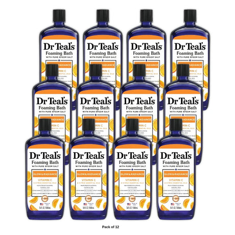 Dr Teal s Glow & Radiance Foaming Bath with Vitamin C & Citrus Essential Oils 34 Oz (Pack of 12)