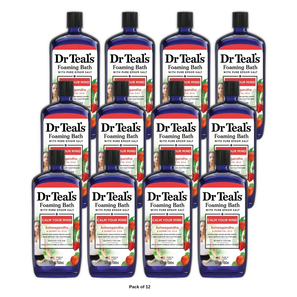 Dr Teal s Foaming Bath with Pure Epsom Salt with Ashwagandha 34 fl oz (Pack of 12)
