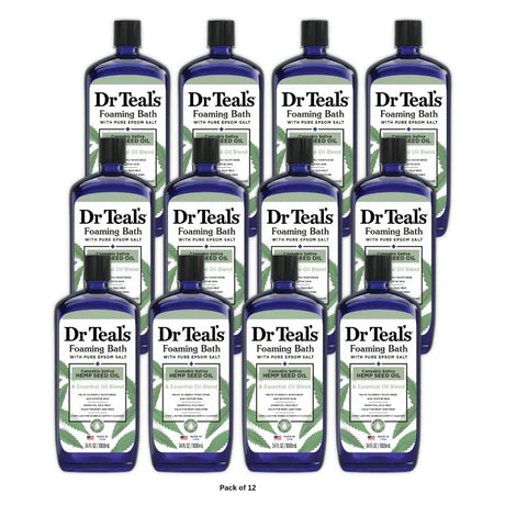 Dr Teal s Foaming Bath Cannabis Sativa Hemp Seed Oil with Essential Oil Blend 34 Fl. Oz (Pack of 12)