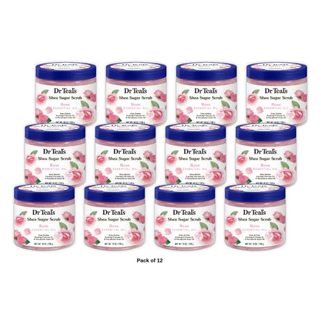 Dr Teal s Shea Sugar Body Scrub Rose with Essential Oil 19 oz (Pack of 12)