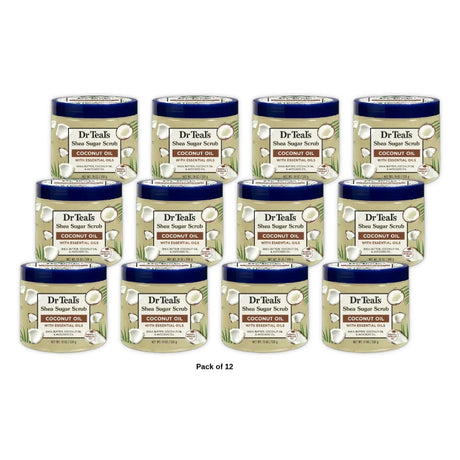 Dr Teal s Shea Sugar Body Scrub Coconut Oil with Essential Oils (Pack of 12) 19 Oz