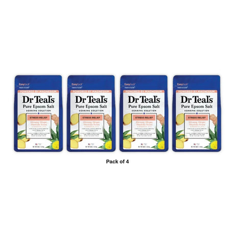 Dr Teal's Stress Relief & Essential Oils Pure Epsom Salt Soaking Solution - 48 Oz (Pack of 4)