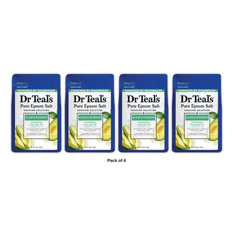 Dr Teal s Epsom Salt Magnesium Soak Glow & Hydrate with Avocado Oil & Ceramides 48 Oz (Pack of 4)