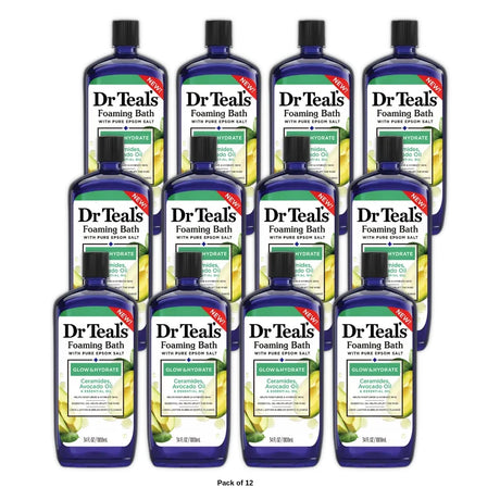 Dr Teal s Glow & Hydrate Foaming Bath with Avocado Oil & Essential Oils 34 fl oz (Pack of 12)
