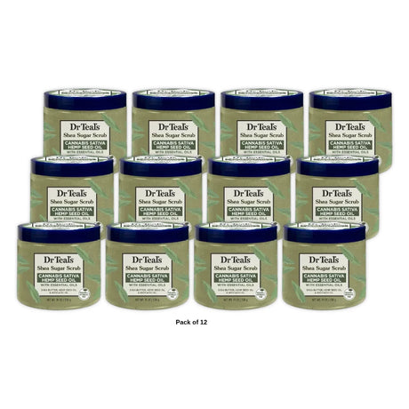 Dr Teal s Shea Sugar Body Scrub Cannabis Sativa Hemp Seed Oil with Essential Oi 19 Oz (Pack of 12)
