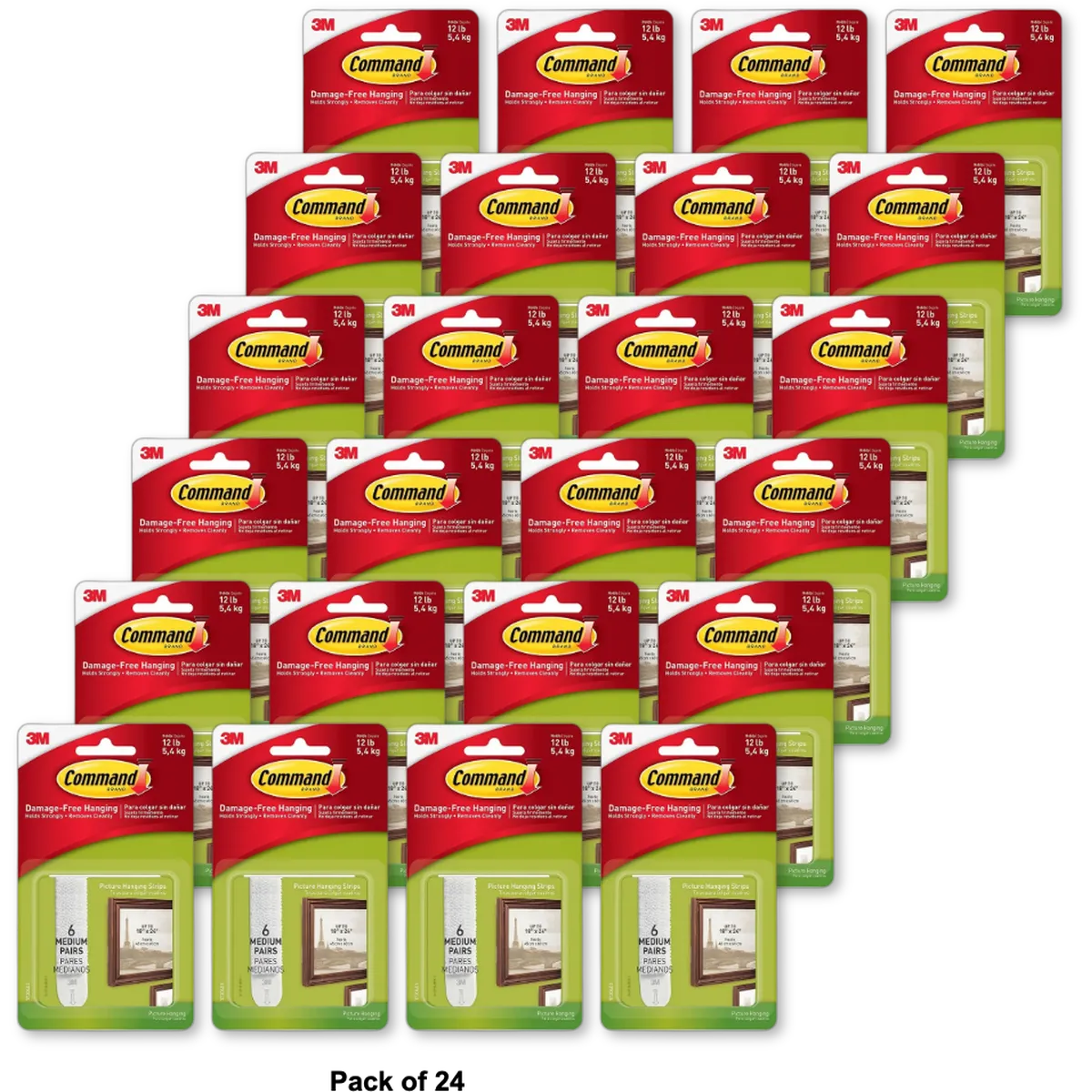3M Command Picture Hanging Strips Medium 1.13Oz (Pack of 24)
