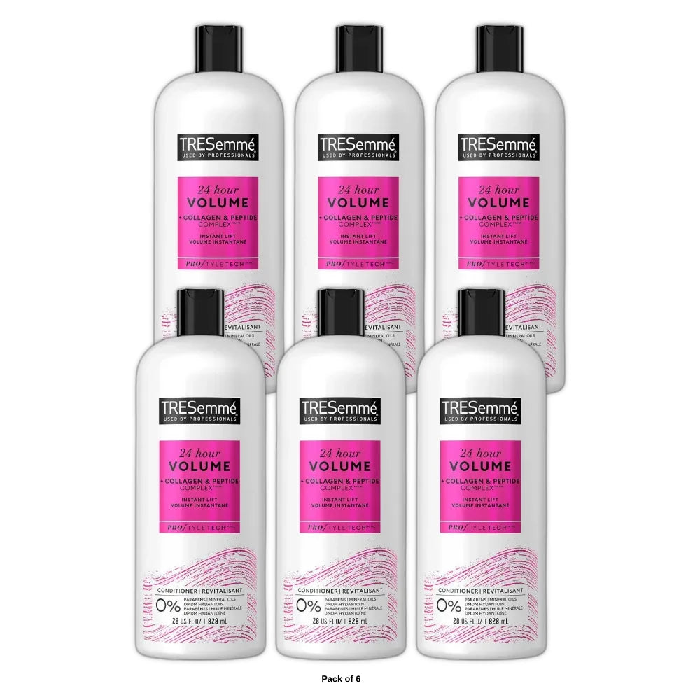 Tresemme Pro Solutions 24 Hour Body Volumizing Daily Conditioner with Silk Prote 28 Oz (Pack of 6)