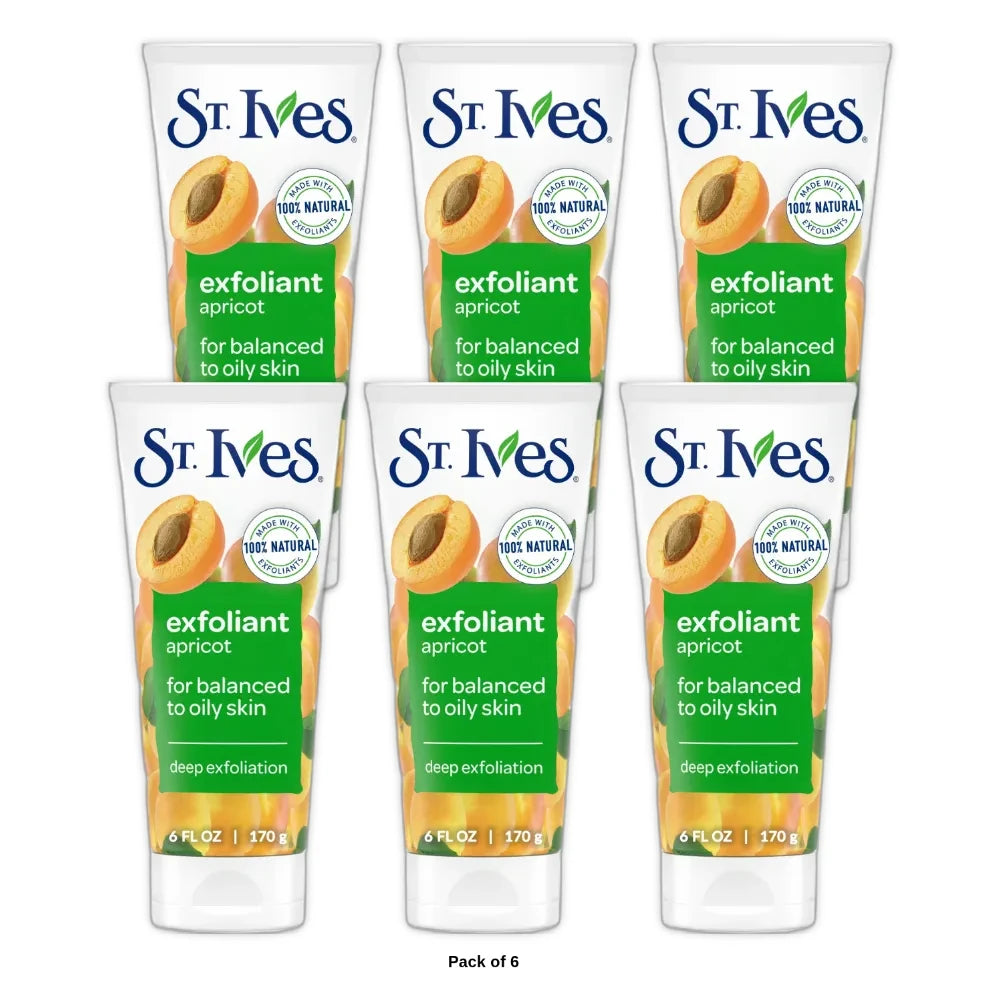 St. Ives Fresh Skin Exfoliating Face Scrub Apricot Facial Exfoliator 6 oz 6 Oz (Pack of 6)