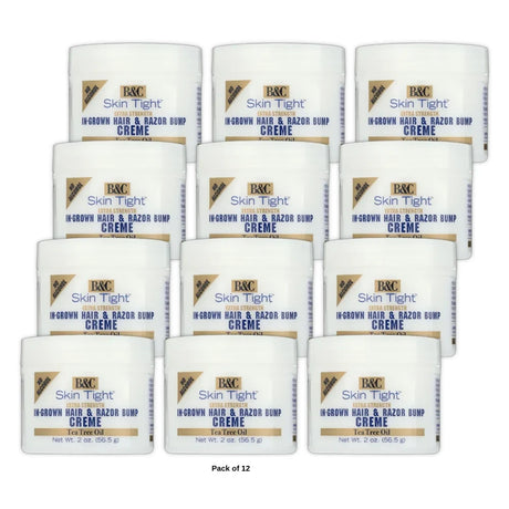 B&C Skin Tight In-Grown Hair and Razor Bump Creme Extra Strength 2 oz (Pack of 12)