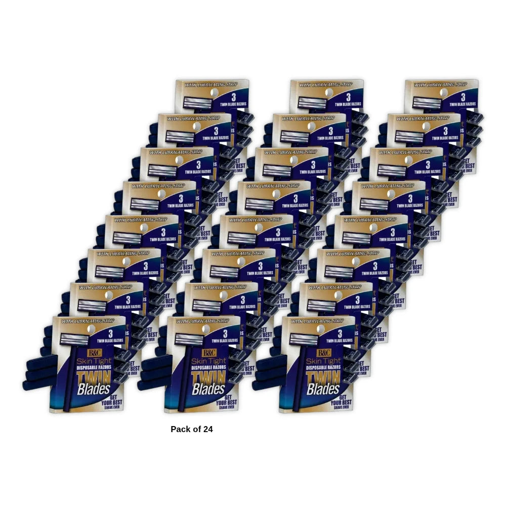 B&C Skin Tight Twin Blade Razor nan (Pack of 24)