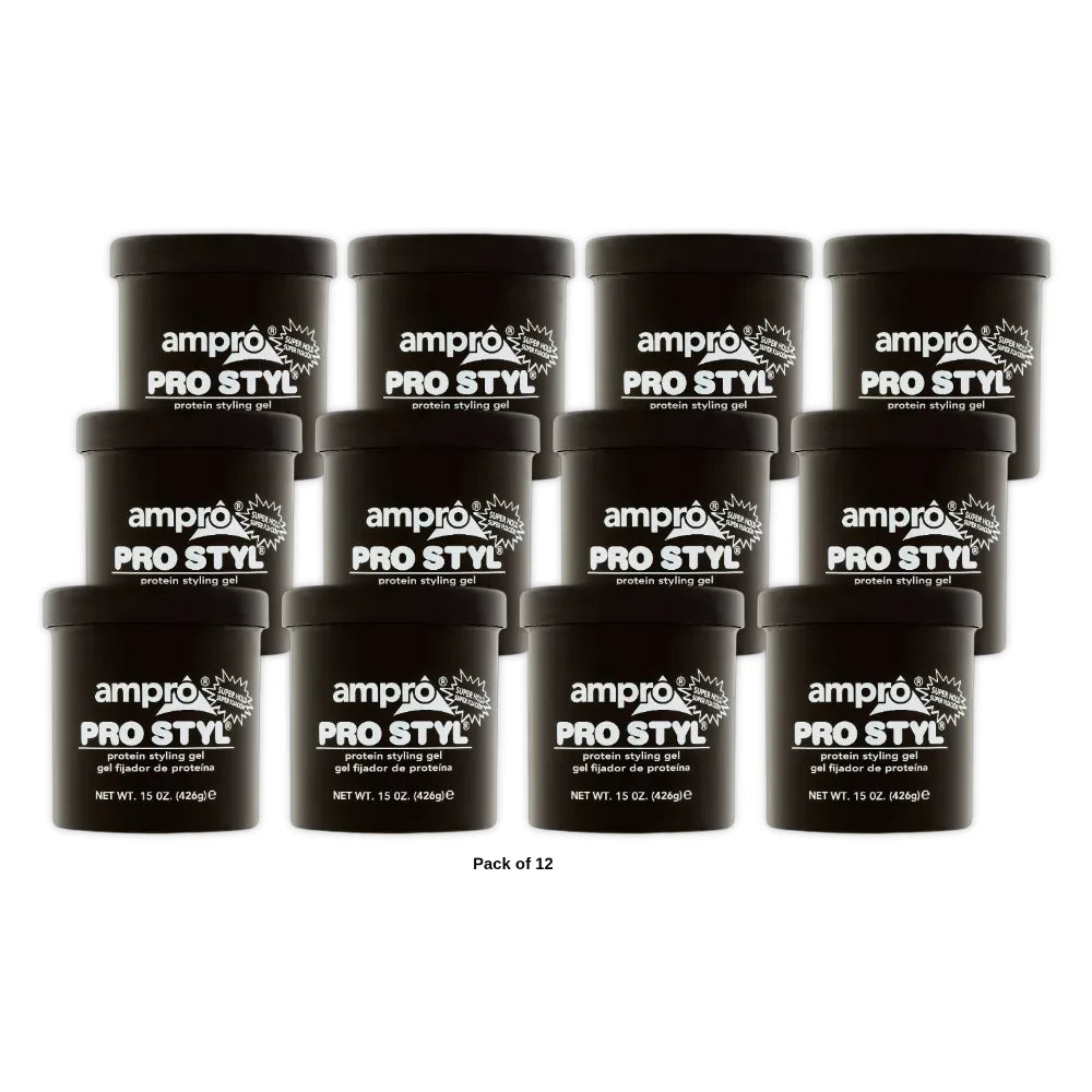 Ampro Pro Styl Super Hold Protein Styling Gel 15 oz. Moisturizing Unisex 15oz (Pack of 12)