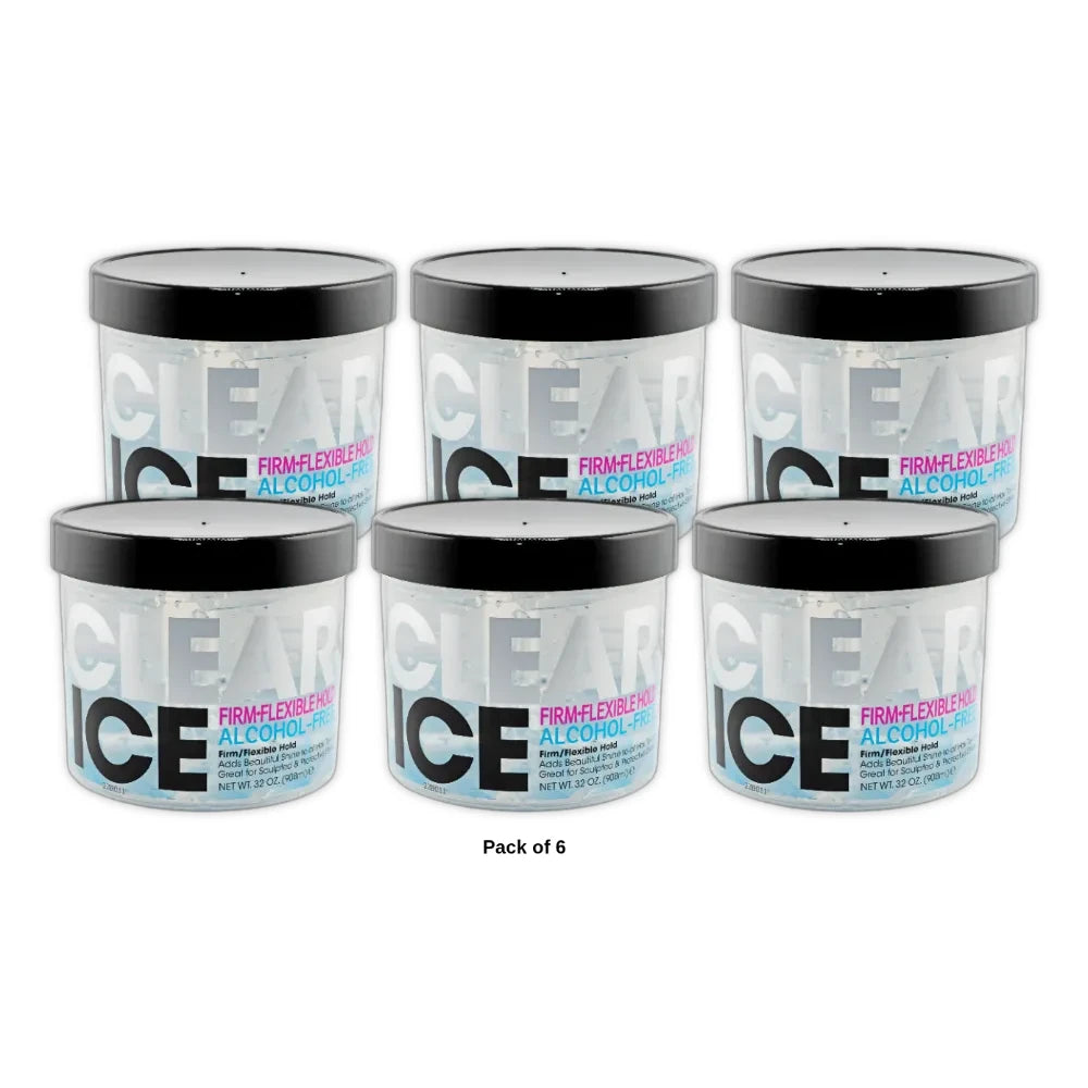Clear Ice® Ultra Hold Protein Unisex Styling Gel for Resistant Hair Textures 32 32oz (Pack of 6)
