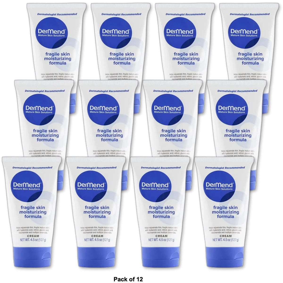 Dermend Fragile Skin Moisturizing Formula Cream 4.5Oz (Pack of 12)