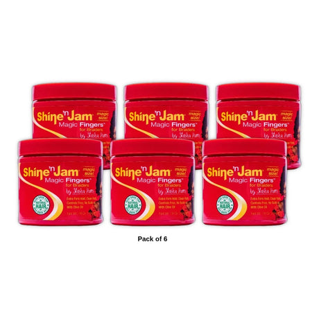 Ampro Shine N Jam® Magic Fingers® Unisex Gel for Braiders 16 oz Gel Frizz Cont 16oz (Pack of 6)