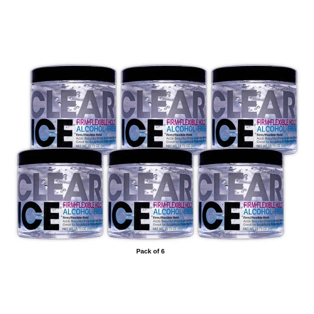 Clear Ice Firm-Flexible Hold Alcohol-Free Gel (15 Oz) By Ampro 40832 Hair Stylin 15.73oz (Pack of 6)