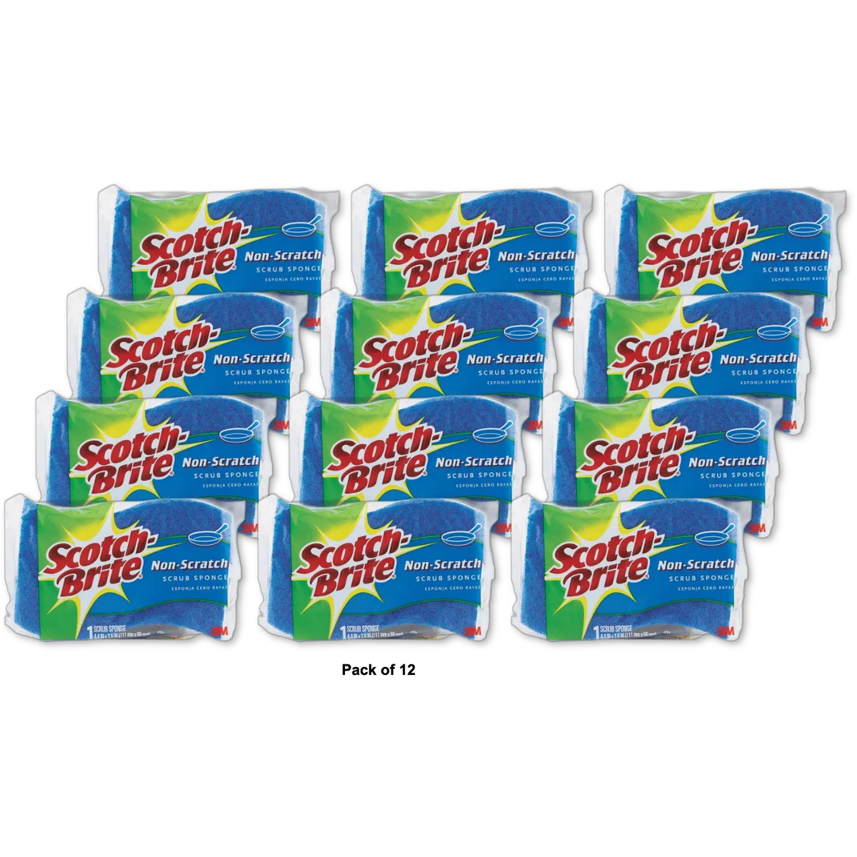 Scotch Brite Non Scratch Scrub Sponge 6.5Oz (Pack of 12)