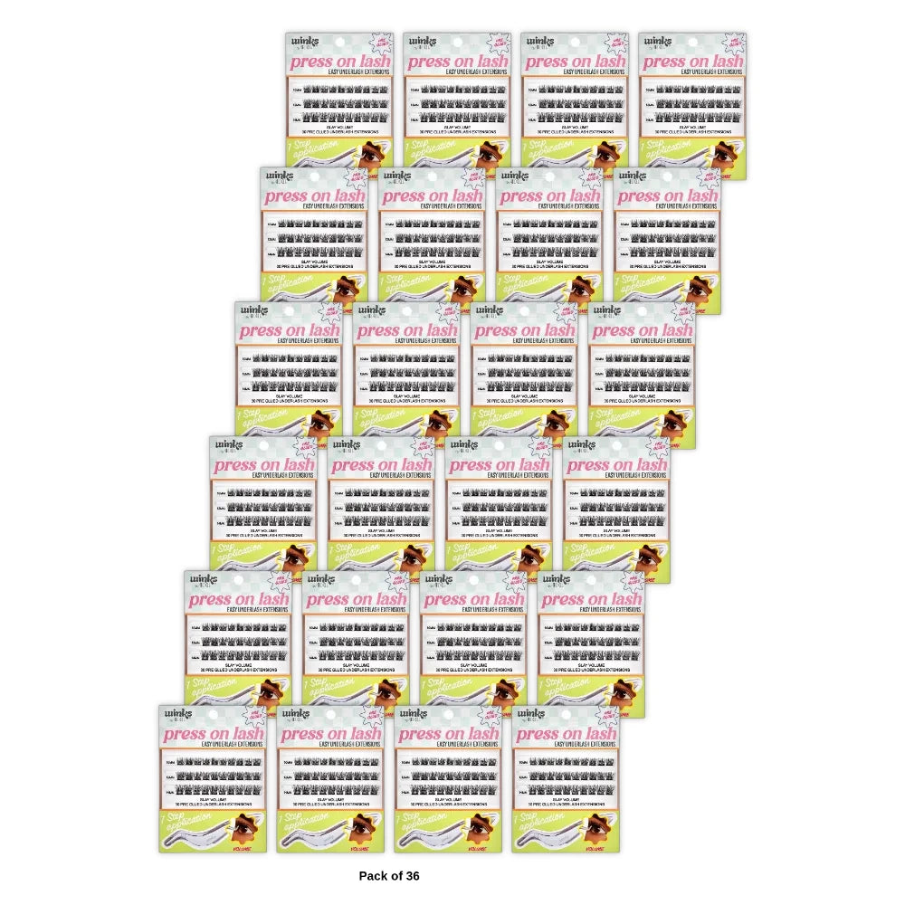 Winks Press On Pre-Glued Underlash Extensions Volume 30 pc with Applicator nan (Pack of 36)
