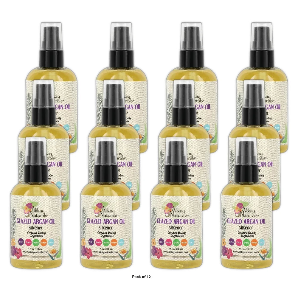 Alikay Naturals Glazed Argan Oil Silkener Natural Argan Oil Sweet Almond Oil 4 4 Fl. Oz (Pack of 12)