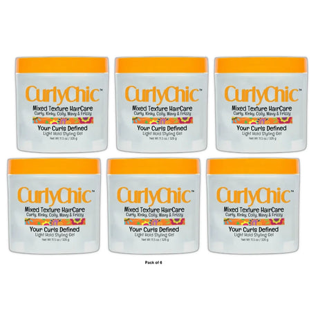 CurlyChic 11.5 Oz. Mixed Texture Hair Light Hold Styling Gel 11.5 (Pack of 6)