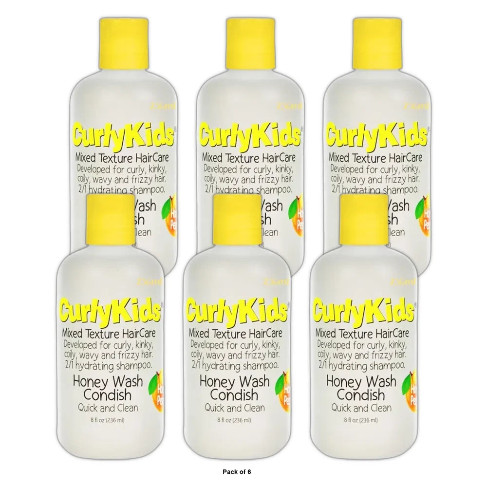 Curly Kids - Honey Peach! Honey Wash Condish Quick and Clean 8 Fl. Oz (Pack of 6)
