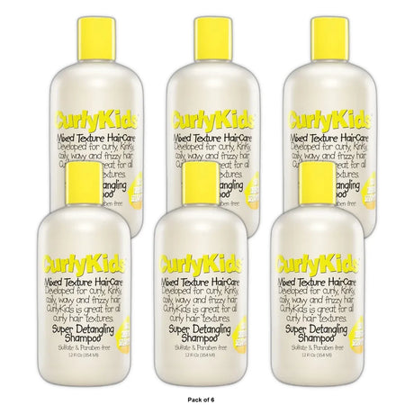 Curly Kids - Mixed Texture Hair Care Super Detangle Shampoo 12 Fl. Oz (Pack of 6)