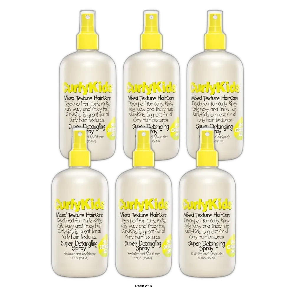 CurlyKids Super Detangling Spray Conditioner or Detangling Spray for Kids 12 Oz 12 Fl. Oz (Pack of 6)