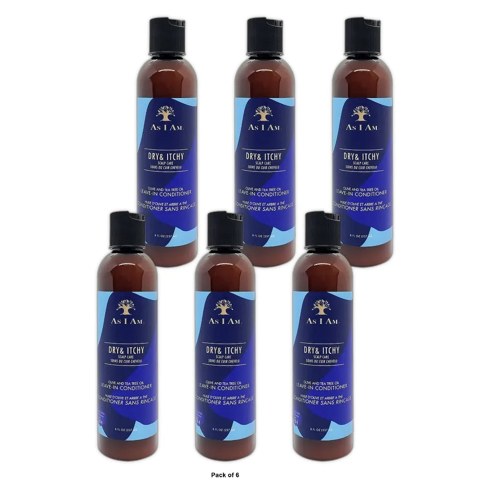 AS I AM Dry & Itchy Scalp Care Olive and Tea Tree Oil Leave-In Conditioner 8 Oz. 8 Fl. Oz (Pack of 6)