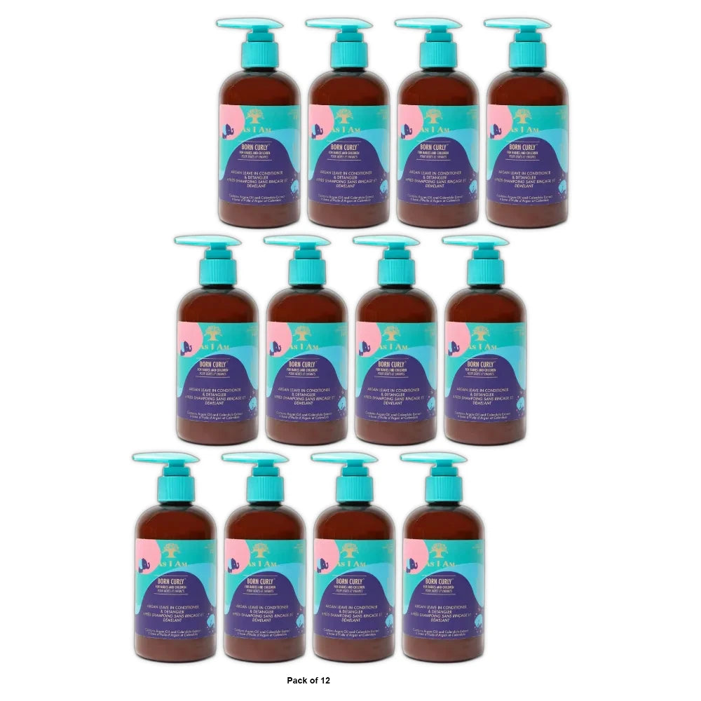 As I Am Born Curly Argan Leave-In Conditioner & Detangler - 8 ounce 8 Oz (Pack of 6)