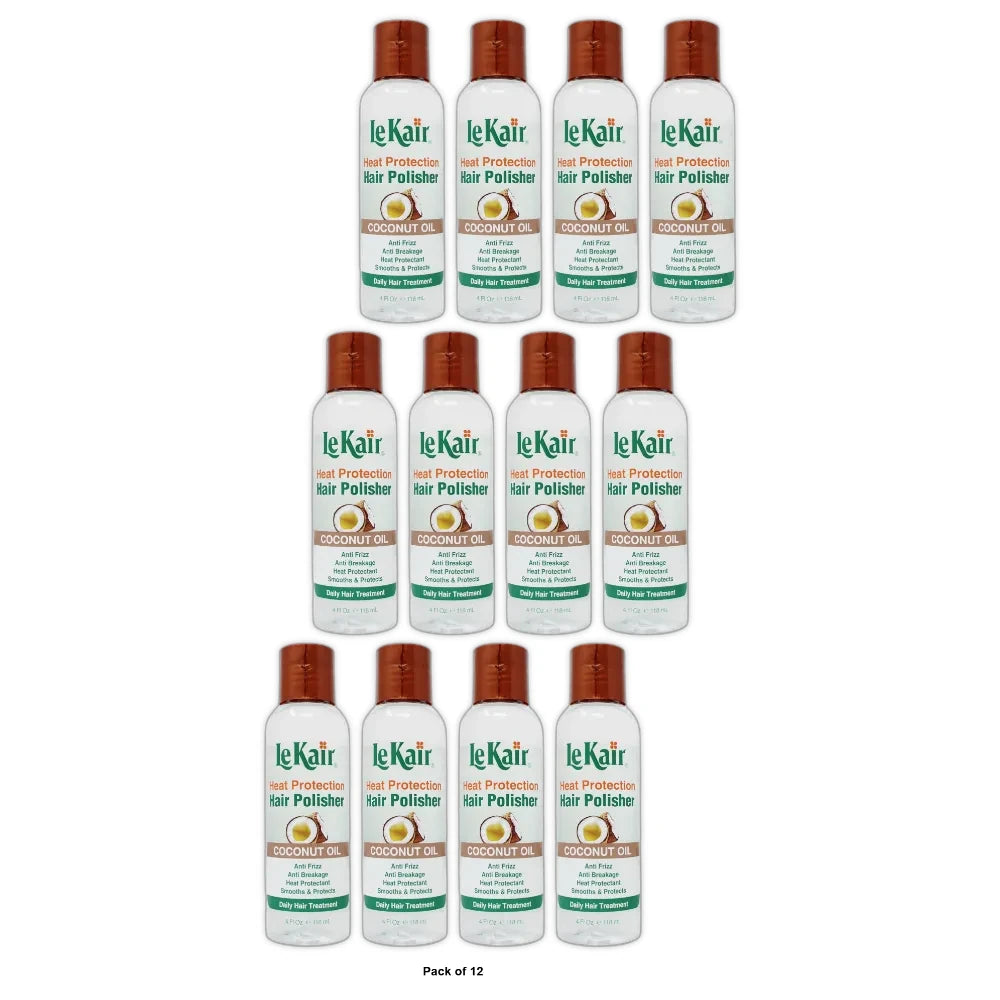 LeKair High Heat Protection Hair Polisher - Coconut Oil Anti Frizz Anti Break 4 Fl. Oz (Pack of 12)