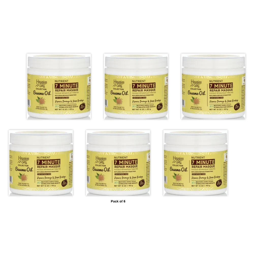 Hawaiian Silky Vegan Sesame Oil 7-Minute Nutrient Repair Masque 16 fl. oz. Repa 16 Oz (Pack of 6)
