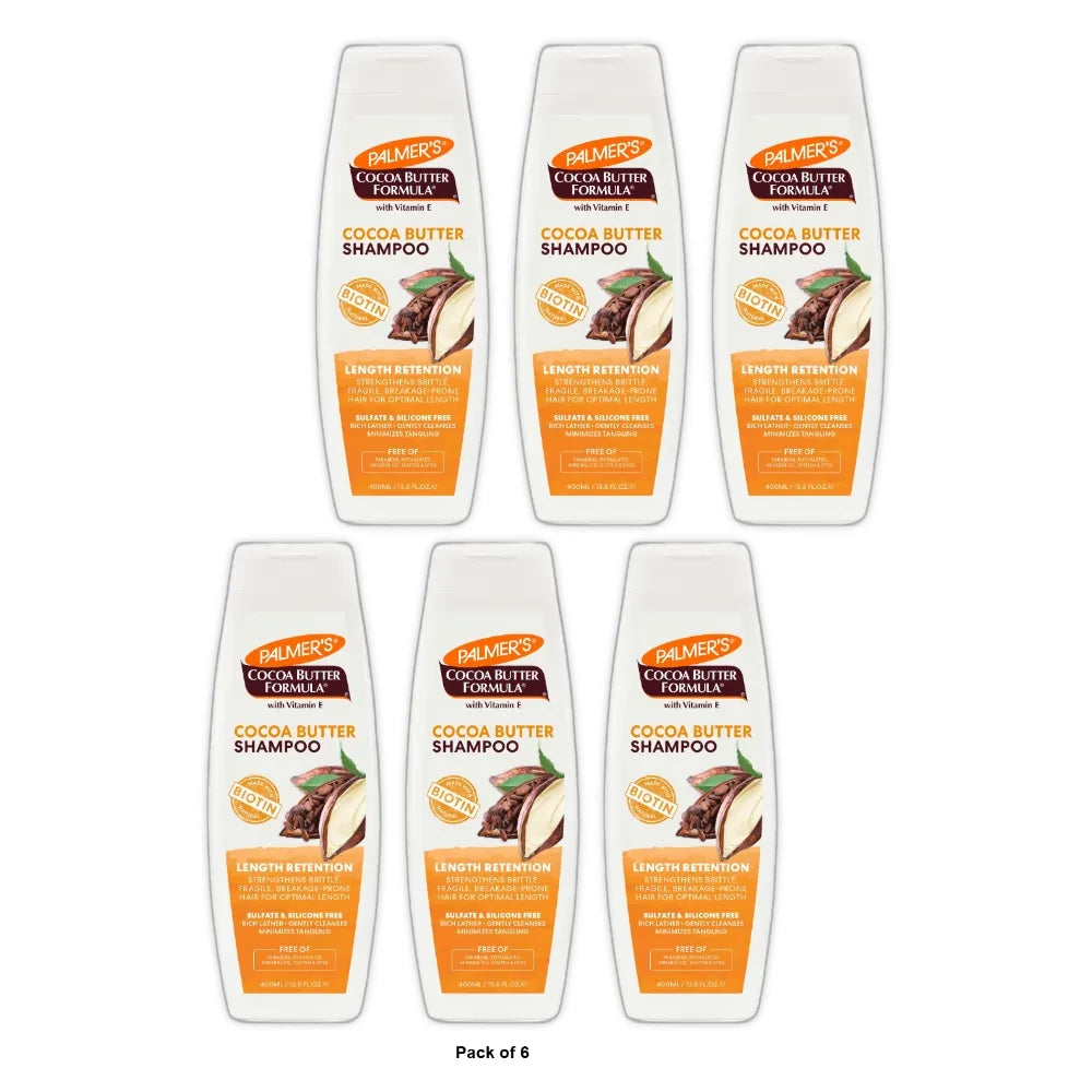 Palmer s Cocoa Butter Formula + Biotin Length Retention Shampoo for All Curl Pat 13.5 Fl. Oz (Pack of 6)