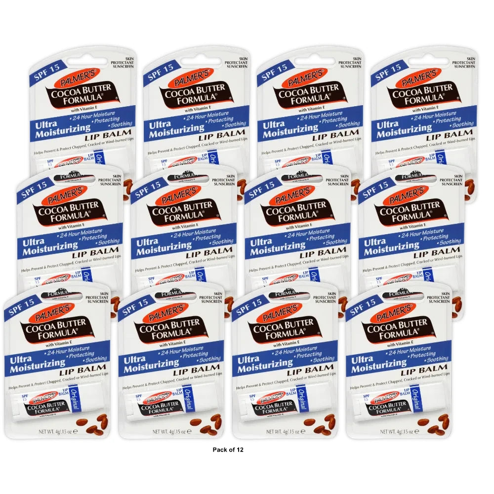 Palmer s Cocoa Butter Formula Ultra Moisturizing Lip Balm SPF 15 Original - .15 0.15 Oz (Pack of 12)